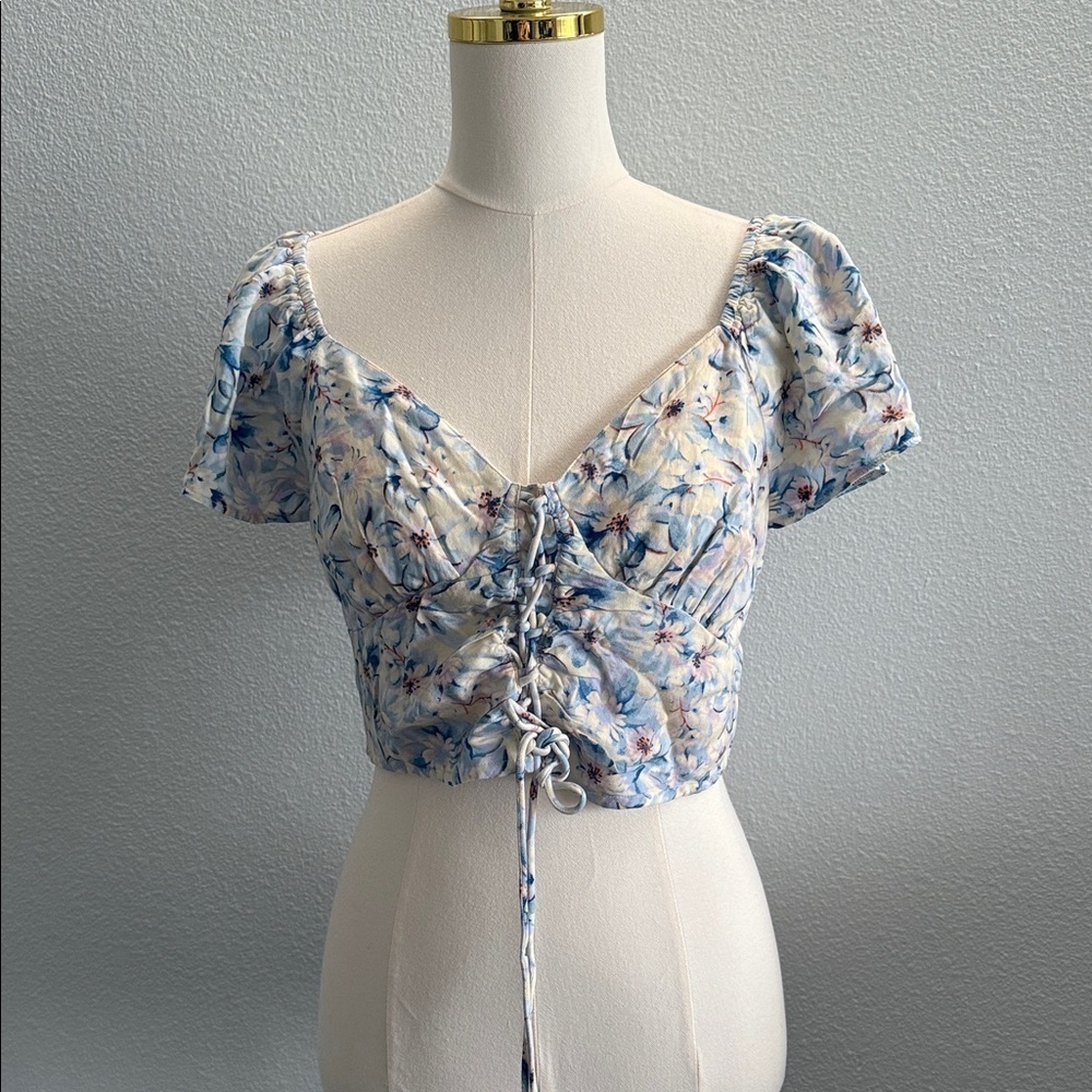 American Eagle Outfitters Cropped Milkmaid Top Size Large